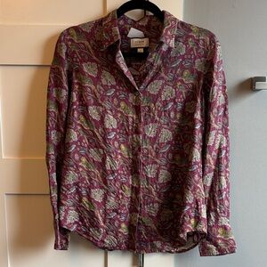 J. Crew Collection 4 100% silk twill shirt in burgundy jungle cat print AS266